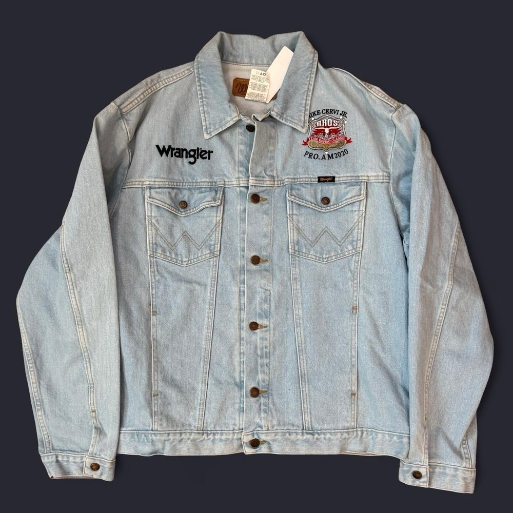 Wrangler Denim Jacket Men's Size XL Pro AM Western Cowboy Roping 2020 Trucker